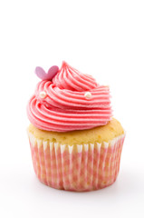 Vanilla cupcakes isolated white background