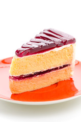 Strawberry cake isolated on white background