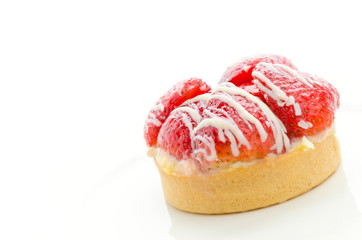 Strawberry tart isolated on white