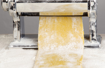 pasta dough is being processed