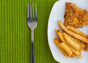 French fries with chicken meat