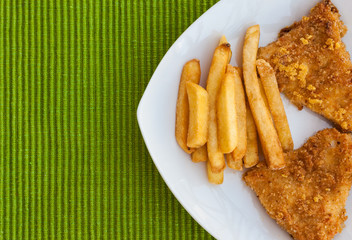 French fries with chicken meat