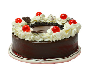 Chocolate cake isolated on white background