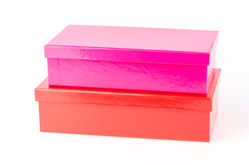 Pink box isolated white background