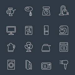 Set of household appliances icons