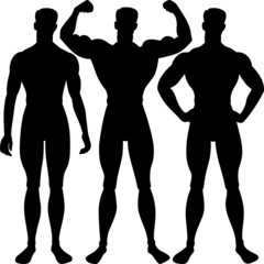 vector set athletic man silhouette in different poses