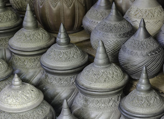 Carving clay for make earthenware, Thailand