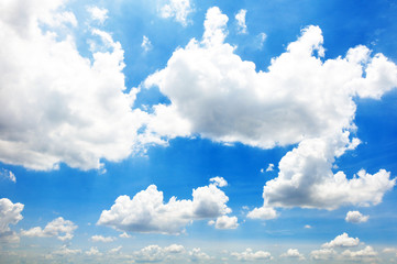 Naklejka na ściany i meble blue sky with clouds closeup