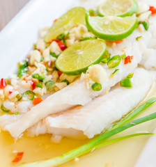 Steamed basa fish