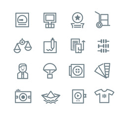 Printing industry icons in outline modern style for web, mobile