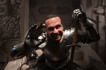 Emotional portrait of medieval Knight