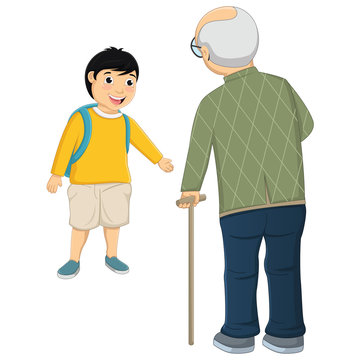 Vector Illustration Of Kid and Old Man