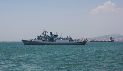 Fototapeta na wymiar Military frigate