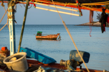 Wooden fishing boat in the sea in Thailand