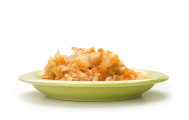 stewed cabbage with chicken, Onion, and carot