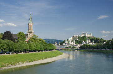 Obraz premium Salzburg City Historic Center And Evangelical Christ Church