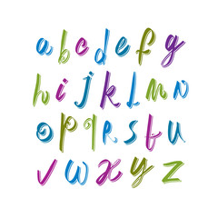 Calligraphic script font, vector alphabet letters.