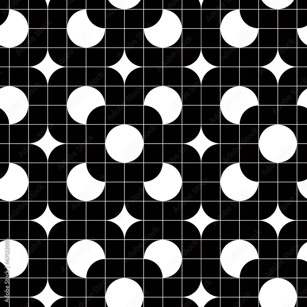 Poster retro tiles seamless pattern, vector background.