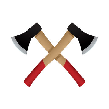 Two axes emblem, vector icon.