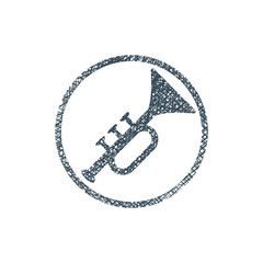 Vector icon of trumpet with hand drawn lines texture.