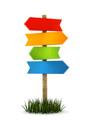 Signboard with arrows