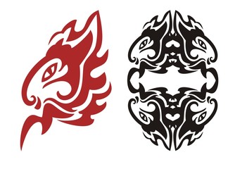 Obraz premium Tribal flaming rabbit head