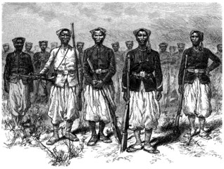 Fototapeta na wymiar African Soldiers - Tirailleurs Sénégalais - 19th century