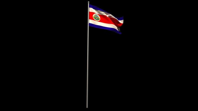 Costa rica national flag waving on flagpole