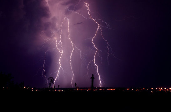 lightning at thunderstorm at night