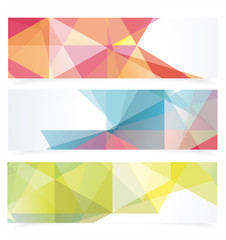 Banners with pattern of geometric shapes.