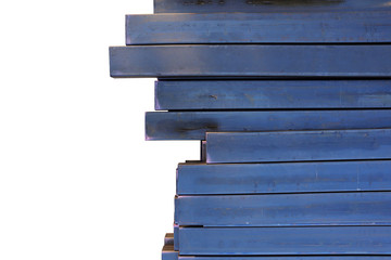Stack of steel metal pipes isolated