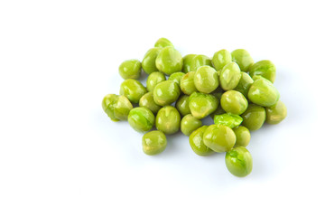 Green peas over white background