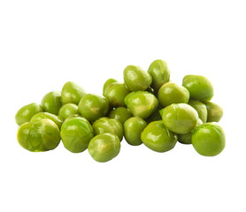 Green peas over white background