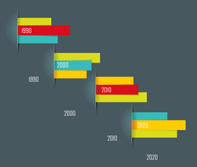 Time Line design template with paper tags.