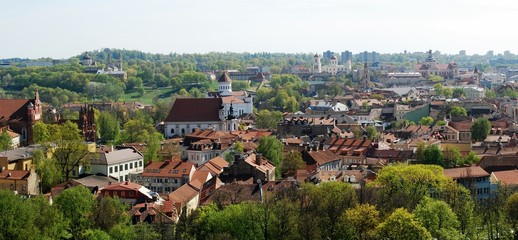 Fototapeta na wymiar Vilnius city view from Gediminas castle.
