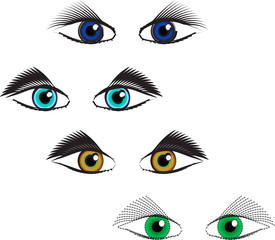 Set of eyes of different colors