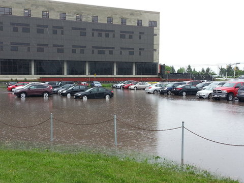 Flooded parking lot