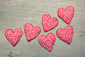Fototapeta premium Fabric hearts