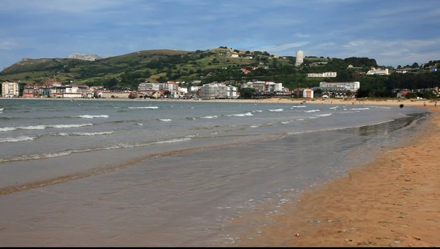 Beautiful Atlantic ocean beach in Laredo. Cantabria, Spain