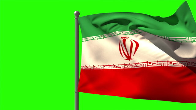 Iran national flag waving on flagpole