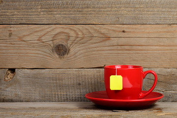 Cup of tea on wooden background
