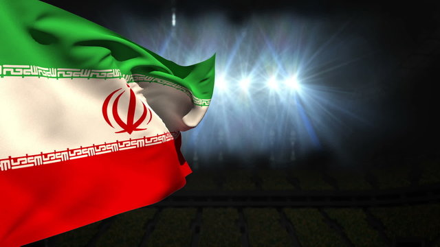 Large iran national flag waving