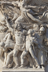 Fototapeta na wymiar Detail of the Arc de Triomphe, Paris, Ile de france, France