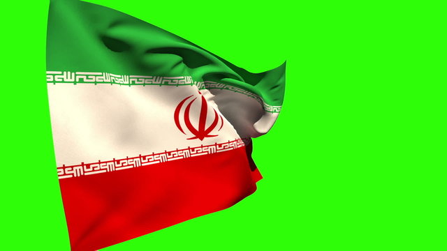 Large iran national flag blowing