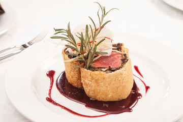 Fillet Wellington with fresh herbs