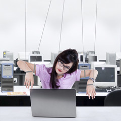 businesswoman working like a slave