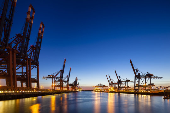Container Terminals at Night