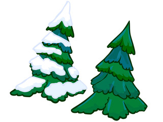 The cartoon illustration of a spruce tree