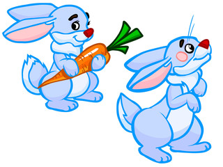 The cartoon illustration of two rabbits.
