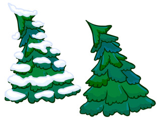 The cartoon illustration of a spruce tree